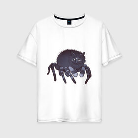 Женская футболка хлопок Oversize с принтом Кот-паук в Белгороде, 100% хлопок | свободный крой, круглый ворот, спущенный рукав, длина до линии бедер
 | гибрид | кот | котенок | котик | лапки | паук | хищник