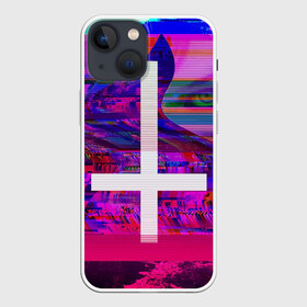 Чехол для iPhone 13 mini с принтом Cross в Белгороде,  |  | abstraction | color | cross | eye | glitch | neon | vanguard | view | абстракция | авангард | взгляд | глаз | глитч | крест | неон | цвет