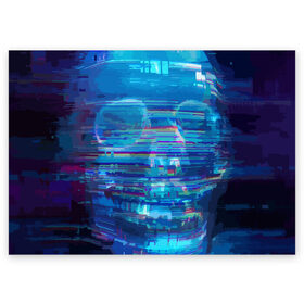 Поздравительная открытка с принтом Glitch skull в Белгороде, 100% бумага | плотность бумаги 280 г/м2, матовая, на обратной стороне линовка и место для марки
 | Тематика изображения на принте: 