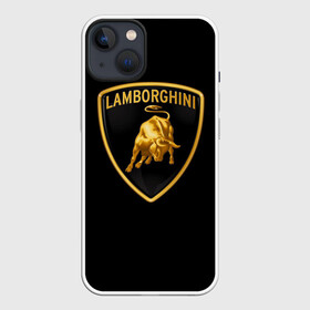 Чехол для iPhone 13 с принтом Lamborghini в Белгороде,  |  | bull | gold lamborghini sign | lamborghini | lamborghini lettering | lamborghini print | lamborghini sign | бык | знак ламборджини | золотой знак ламборджини | ламборджини | надпись ламборджини | принт ламборджини