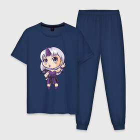Мужская пижама хлопок с принтом Anime Chibi Demon Girl в Белгороде, 100% хлопок | брюки и футболка прямого кроя, без карманов, на брюках мягкая резинка на поясе и по низу штанин
 | Тематика изображения на принте: cartoon | girls | japan | japanese | kawaii | manga | waifu | yandere | аниме | анимэ | вайфу | дандере | девочка | девушка | демон | дередере | кавайная | манга | милая | мультик | мультики | тиби | цундере | чиби | яндере | япония