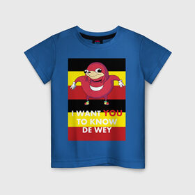 Детская футболка хлопок с принтом УГАНДА НАКЛЗ в Белгороде, 100% хлопок | круглый вырез горловины, полуприлегающий силуэт, длина до линии бедер | knuckles | meme | кнаклз | мемы | наклз | соник