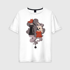 Женская футболка хлопок Oversize с принтом Crazy Halloween Girls в Белгороде, 100% хлопок | свободный крой, круглый ворот, спущенный рукав, длина до линии бедер
 | 