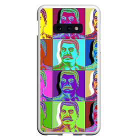 Чехол для Samsung S10E с принтом Stalin pop-art в Белгороде, Силикон | Область печати: задняя сторона чехла, без боковых панелей | chief | color | eyes | moustache | pop art | stalin | view | взгляд | вождь | глаза | поп  арт | сталин | усы | цвет