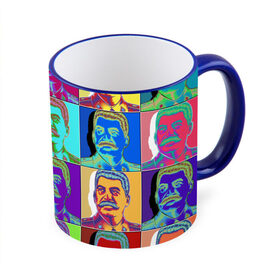 Кружка с принтом Stalin pop-art в Белгороде, керамика | ёмкость 330 мл | chief | color | eyes | moustache | pop art | stalin | view | взгляд | вождь | глаза | поп  арт | сталин | усы | цвет