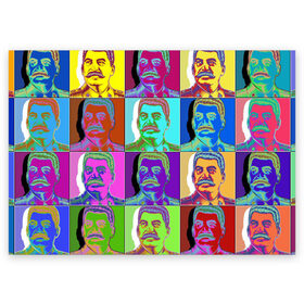 Поздравительная открытка с принтом Stalin pop-art в Белгороде, 100% бумага | плотность бумаги 280 г/м2, матовая, на обратной стороне линовка и место для марки
 | Тематика изображения на принте: chief | color | eyes | moustache | pop art | stalin | view | взгляд | вождь | глаза | поп  арт | сталин | усы | цвет