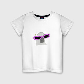 Детская футболка хлопок с принтом Попугай в очках в Белгороде, 100% хлопок | круглый вырез горловины, полуприлегающий силуэт, длина до линии бедер | mem | мем | мультяшный | персонаж | попугай в очках | прикол | птица | рисунок | смешной попугай | юмор