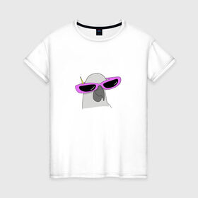 Женская футболка хлопок с принтом Попугай в очках в Белгороде, 100% хлопок | прямой крой, круглый вырез горловины, длина до линии бедер, слегка спущенное плечо | mem | мем | мультяшный | персонаж | попугай в очках | прикол | птица | рисунок | смешной попугай | юмор