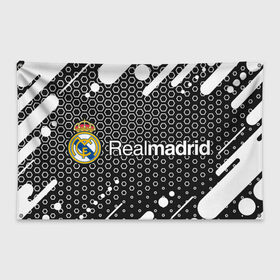 Флаг-баннер с принтом REAL MADRID / РЕАЛ МАДРИД в Белгороде, 100% полиэстер | размер 67 х 109 см, плотность ткани — 95 г/м2; по краям флага есть четыре люверса для крепления | 