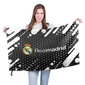 Флаг 3D с принтом REAL MADRID / РЕАЛ МАДРИД в Белгороде, 100% полиэстер | плотность ткани — 95 г/м2, размер — 67 х 109 см. Принт наносится с одной стороны | 