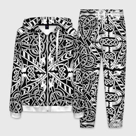 Мужской костюм 3D с принтом Скандинавская вязь орнамент в Белгороде, 100% полиэстер | Манжеты и пояс оформлены тканевой резинкой, двухслойный капюшон со шнурком для регулировки, карманы спереди | ассуры | битва | бог | веды | викинги | вязь | громовержец | древнеиндийский | кельтский | крест | махабхарата | орнамент | перун | рода | скандинавская | эпос | языческий
