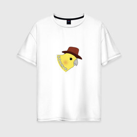 Женская футболка хлопок Oversize с принтом Бонжур в Белгороде, 100% хлопок | свободный крой, круглый ворот, спущенный рукав, длина до линии бедер
 | mem | бонжур | мем | попугай | попугай в шляпе | прикол | птица | стикер | юмор