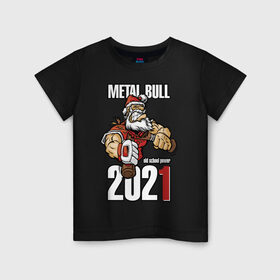 Детская футболка хлопок с принтом Metal bull в Белгороде, 100% хлопок | круглый вырез горловины, полуприлегающий силуэт, длина до линии бедер | 
