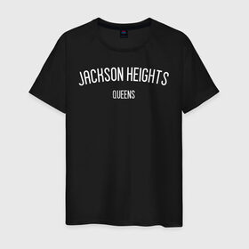 Мужская футболка хлопок с принтом JACKSON HEIGHTS в Белгороде, 100% хлопок | прямой крой, круглый вырез горловины, длина до линии бедер, слегка спущенное плечо. | america | new york | nyc | queens | states | usa | америка | квинс | куинс | нью йорк | сша | штаты
