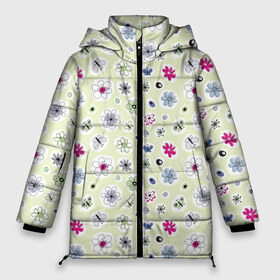 Женская зимняя куртка 3D с принтом Милые цветочки в Белгороде, верх — 100% полиэстер; подкладка — 100% полиэстер; утеплитель — 100% полиэстер | длина ниже бедра, силуэт Оверсайз. Есть воротник-стойка, отстегивающийся капюшон и ветрозащитная планка. 

Боковые карманы с листочкой на кнопках и внутренний карман на молнии | арт | бабочка | бабочки | камень | камни | камушки | рисунок | семена | стикеры | цветок | цветы
