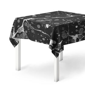 Скатерть 3D с принтом Черный Мрамор в Белгороде, 100% полиэстер (ткань не мнется и не растягивается) | Размер: 150*150 см | абстракция | минимализм | мрамор | рисунок | черный мрамор