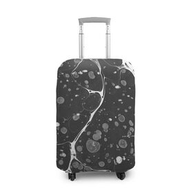 Чехол для чемодана 3D с принтом Черный Мрамор в Белгороде, 86% полиэфир, 14% спандекс | двустороннее нанесение принта, прорези для ручек и колес | абстракция | минимализм | мрамор | рисунок | черный мрамор