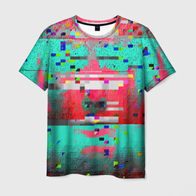 Мужская футболка 3D с принтом Glitch в Белгороде, 100% полиэфир | прямой крой, круглый вырез горловины, длина до линии бедер | abstraction | glitch | neon | vanguard | абстракция | авангард | глитч | неон