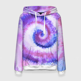 Женская толстовка 3D с принтом TIE-DYE PURPLE в Белгороде, 100% полиэстер  | двухслойный капюшон со шнурком для регулировки, мягкие манжеты на рукавах и по низу толстовки, спереди карман-кенгуру с мягким внутренним слоем. | dye | multicolor | tie | trend | акварель | брызги | градиент | дай | колор | краски | красочная | мульти | потёки | пятна | радуга | радужная | тай | тайдай | текстура | тренд | хиппи