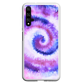 Чехол для Honor 20 с принтом TIE-DYE PURPLE в Белгороде, Силикон | Область печати: задняя сторона чехла, без боковых панелей | Тематика изображения на принте: dye | multicolor | tie | trend | акварель | брызги | градиент | дай | колор | краски | красочная | мульти | потёки | пятна | радуга | радужная | тай | тайдай | текстура | тренд | хиппи