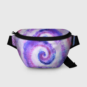 Поясная сумка 3D с принтом TIE-DYE PURPLE в Белгороде, 100% полиэстер | плотная ткань, ремень с регулируемой длиной, внутри несколько карманов для мелочей, основное отделение и карман с обратной стороны сумки застегиваются на молнию | dye | multicolor | tie | trend | акварель | брызги | градиент | дай | колор | краски | красочная | мульти | потёки | пятна | радуга | радужная | тай | тайдай | текстура | тренд | хиппи