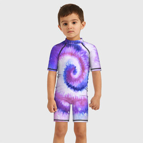 Детский купальный костюм 3D с принтом TIE-DYE PURPLE в Белгороде, Полиэстер 85%, Спандекс 15% | застежка на молнии на спине | dye | multicolor | tie | trend | акварель | брызги | градиент | дай | колор | краски | красочная | мульти | потёки | пятна | радуга | радужная | тай | тайдай | текстура | тренд | хиппи