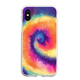 Чехол для iPhone XS Max матовый с принтом TIE-DYE MULTICOLOR в Белгороде, Силикон | Область печати: задняя сторона чехла, без боковых панелей | dye | multicolor | tie | trend | акварель | брызги | градиент | дай | колор | краски | красочная | мульти | потёки | пятна | радуга | радужная | тай | тайдай | текстура | тренд | хиппи