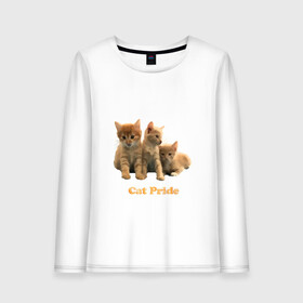 Женский лонгслив хлопок с принтом Cat Pride в Белгороде, 100% хлопок |  | cat | pride | звери | коты и кошки | котята | надпись