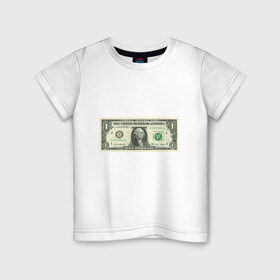 Детская футболка хлопок с принтом One dollar в Белгороде, 100% хлопок | круглый вырез горловины, полуприлегающий силуэт, длина до линии бедер | bill | dollar | one | богатство | деньги | доллары | монеты | один | сша