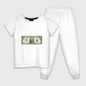 Детская пижама хлопок с принтом One dollar в Белгороде, 100% хлопок |  брюки и футболка прямого кроя, без карманов, на брюках мягкая резинка на поясе и по низу штанин
 | bill | dollar | one | богатство | деньги | доллары | монеты | один | сша