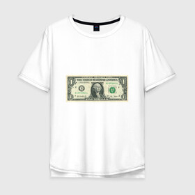 Мужская футболка хлопок Oversize с принтом One dollar в Белгороде, 100% хлопок | свободный крой, круглый ворот, “спинка” длиннее передней части | bill | dollar | one | богатство | деньги | доллары | монеты | один | сша