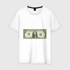 Мужская футболка хлопок с принтом One dollar в Белгороде, 100% хлопок | прямой крой, круглый вырез горловины, длина до линии бедер, слегка спущенное плечо. | bill | dollar | one | богатство | деньги | доллары | монеты | один | сша