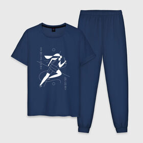 Мужская пижама хлопок с принтом Everyday Runner в Белгороде, 100% хлопок | брюки и футболка прямого кроя, без карманов, на брюках мягкая резинка на поясе и по низу штанин
 | 