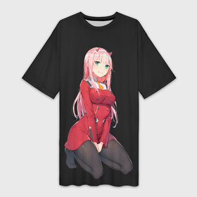 Платье-футболка 3D с принтом Прекрасная Zero Two в Белгороде,  |  | 002 | ahegao | anime | darling | franx | franxx | girl | girls | in | senpai | the | two | waifu | zero | zerotwo | аниме | ахегао | вайфу | девушка | семпай | сенпай | тян