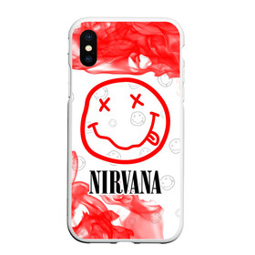 Чехол для iPhone XS Max матовый с принтом NIRVANA НИРВАНА в Белгороде, Силикон | Область печати: задняя сторона чехла, без боковых панелей | band | cobain | face | kurt | logo | music | nirvana | rock | rocknroll | группа | кобейн | курт | лого | логотип | музыка | музыкальная | нирвана | рожица | рок | рокнролл | символ