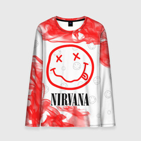 Мужской лонгслив 3D с принтом NIRVANA / НИРВАНА в Белгороде, 100% полиэстер | длинные рукава, круглый вырез горловины, полуприлегающий силуэт | Тематика изображения на принте: band | cobain | face | kurt | logo | music | nirvana | rock | rocknroll | группа | кобейн | курт | лого | логотип | музыка | музыкальная | нирвана | рожица | рок | рокнролл | символ