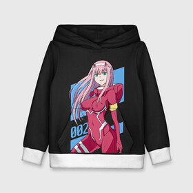 Детская толстовка 3D с принтом ZeroTwo (Darling in the Franx) в Белгороде, 100% полиэстер | двухслойный капюшон со шнурком для регулировки, мягкие манжеты на рукавах и по низу толстовки, спереди карман-кенгуру с мягким внутренним слоем | Тематика изображения на принте: 002 | 02 | ahegao | anime | darling | franx | franxx | girl | girls | in | senpai | the | two | waifu | zero | zerotwo | аниме | ахегао | вайфу | девушка | семпай | сенпай | тян