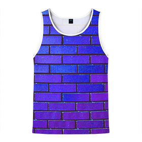 Мужская майка 3D с принтом Brick в Белгороде, 100% полиэстер | круглая горловина, приталенный силуэт, длина до линии бедра. Пройма и горловина окантованы тонкой бейкой | Тематика изображения на принте: blue | brick | purple | texture | wall | кирпич | кирпичный | синий | стена | текстура | фиолетовый