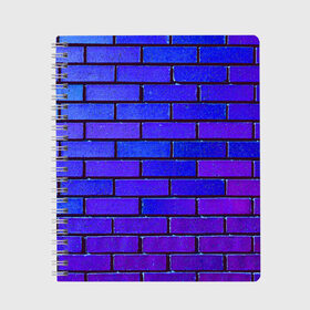 Тетрадь с принтом Brick в Белгороде, 100% бумага | 48 листов, плотность листов — 60 г/м2, плотность картонной обложки — 250 г/м2. Листы скреплены сбоку удобной пружинной спиралью. Уголки страниц и обложки скругленные. Цвет линий — светло-серый
 | blue | brick | purple | texture | wall | кирпич | кирпичный | синий | стена | текстура | фиолетовый