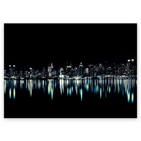 Поздравительная открытка с принтом Ночной город в Белгороде, 100% бумага | плотность бумаги 280 г/м2, матовая, на обратной стороне линовка и место для марки
 | urban | город | ночной город | ночь | отражение | отражение в воде | текстуры