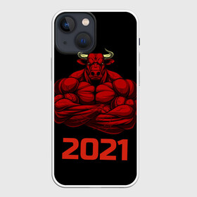 Чехол для iPhone 13 mini с принтом Год быка в Белгороде,  |  | Тематика изображения на принте: бык | год быка | гороскоп | здоровый бык | красный бык | мускулы