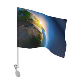 Флаг для автомобиля с принтом Планета Земля в Белгороде, 100% полиэстер | Размер: 30*21 см | вселенная | земля | космос | планета | солнце