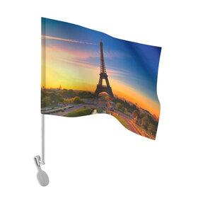 Флаг для автомобиля с принтом Эйфелева башня в Белгороде, 100% полиэстер | Размер: 30*21 см | paris | башня | париж | франция | эйфелева башня