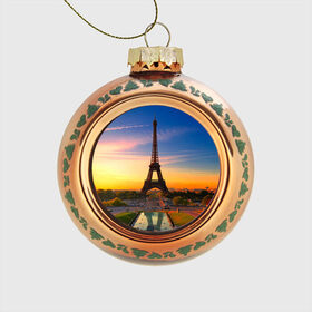 Стеклянный ёлочный шар с принтом Эйфелева башня в Белгороде, Стекло | Диаметр: 80 мм | paris | башня | париж | франция | эйфелева башня