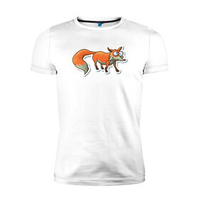 Мужская футболка хлопок Slim с принтом Пучеглазый Лис в Белгороде, 92% хлопок, 8% лайкра | приталенный силуэт, круглый вырез ворота, длина до линии бедра, короткий рукав | звери | зверь | лис | лиса | лисица | лисы | хищник