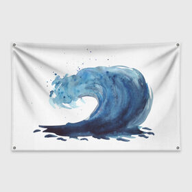 Флаг-баннер с принтом Морская волна в Белгороде, 100% полиэстер | размер 67 х 109 см, плотность ткани — 95 г/м2; по краям флага есть четыре люверса для крепления | брызги | вода | волна | море | океан | синий | шторм