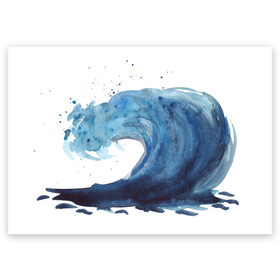 Поздравительная открытка с принтом Морская волна в Белгороде, 100% бумага | плотность бумаги 280 г/м2, матовая, на обратной стороне линовка и место для марки
 | брызги | вода | волна | море | океан | синий | шторм