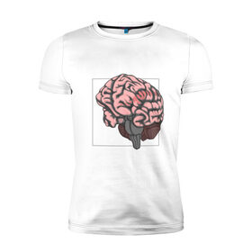 Мужская футболка хлопок Slim с принтом Мозг в Белгороде, 92% хлопок, 8% лайкра | приталенный силуэт, круглый вырез ворота, длина до линии бедра, короткий рукав | анатомия | мозг | мысли | рамка | ум | цвет