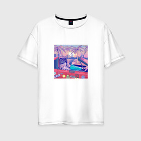 Женская футболка хлопок Oversize с принтом Vaporwave 2020-88 в Белгороде, 100% хлопок | свободный крой, круглый ворот, спущенный рукав, длина до линии бедер
 | aesthetic | electronica | music | лаунж | музыка | поп | скульптура