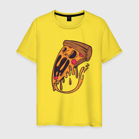 Мужская футболка хлопок с принтом Пицца Монстр в Белгороде, 100% хлопок | прямой крой, круглый вырез горловины, длина до линии бедер, слегка спущенное плечо. | art | cheese | cute | drawing | drawings | halloween | illustration | monsters | picture | pizza | psycho | slice | арт | иллюстрация | искусство | криповая | крипота | кусочек | милота | пепперони | прикол | рисунок | сыр | хеллоуин | хэллоуи